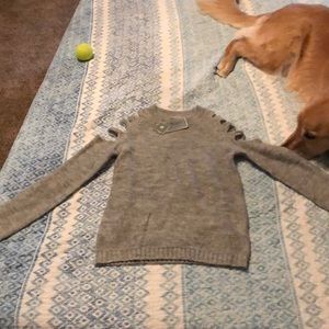 HIPPIE - grey wool cut out long sleeve sweater!!